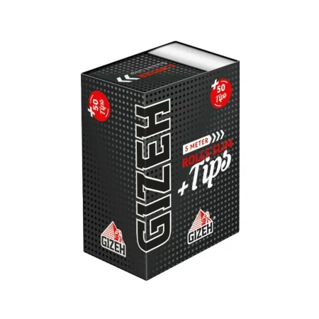 GIZEH - Rolls Slim + Tips - Black - 5 Meter